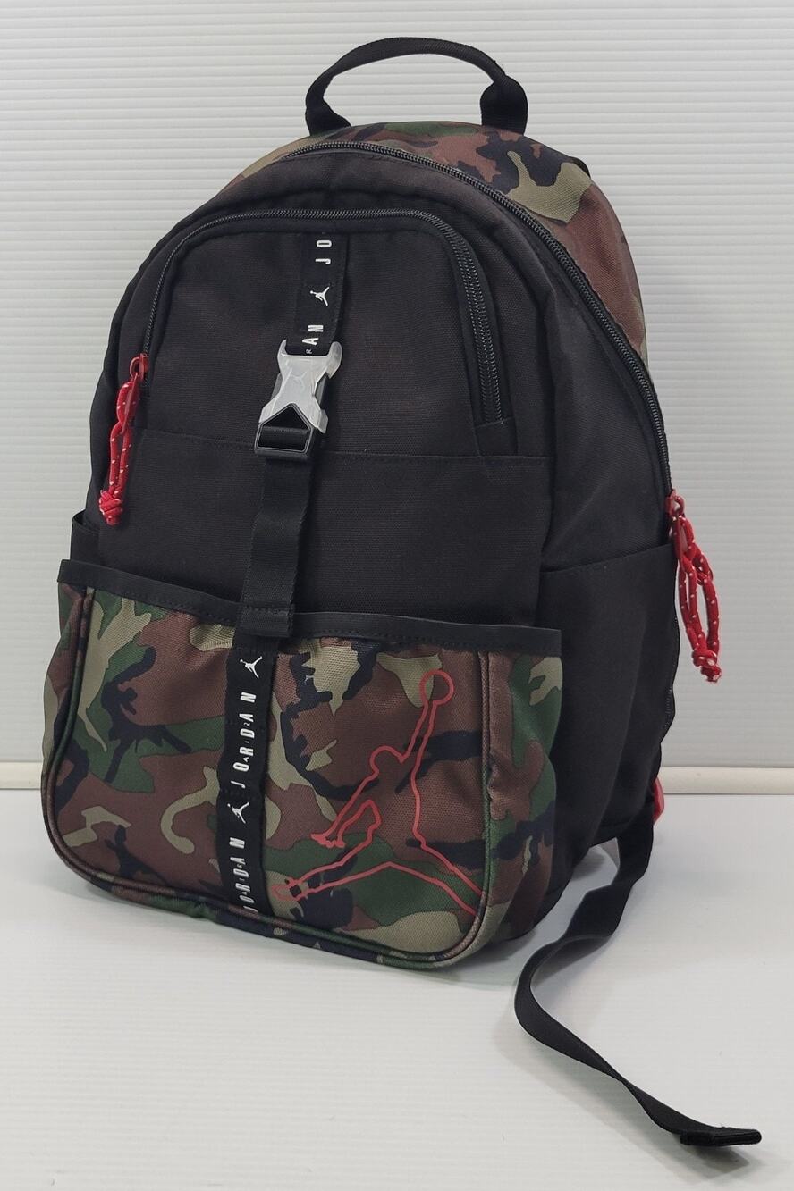 D) Jumpman Air Jordan Black Camouflage Green Camo Child Backpack School Book Bag